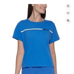 DKNY Vibrant Blue Sport Tee with White Accent and DKNY Logo NWT Sz XL